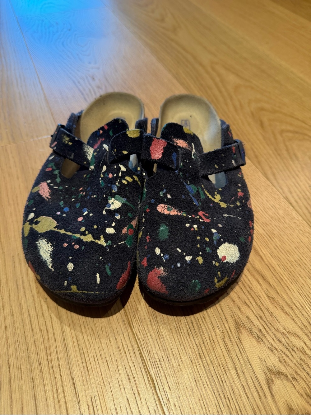 Women’s Black Multi-Color Painted Suede Clog